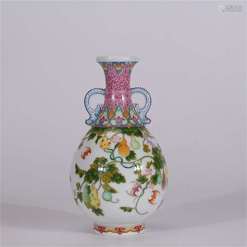 A Chinese Famille-Rose Porcelain Vase