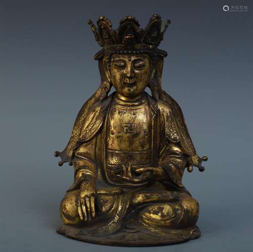 A Chinese Gilt Bronze Figure of Buddha