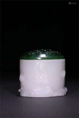 A Chinese Carved Jade Archer's Ring and Its Box