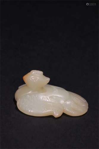 A Chinese Carved Jade Phoenix Decoration
