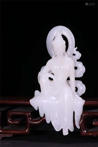 A Chinese Carved Jade Figure of Buddha