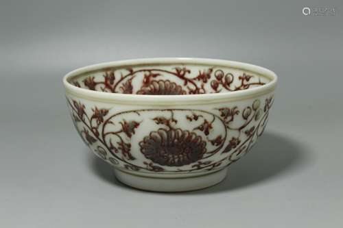 A Chinese Iron-Red Glazed Porcelain Bowl