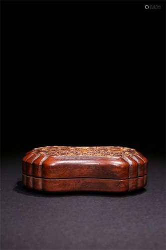 A Chinese Carved Agar-Wood Box with Cover