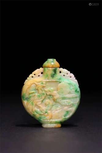 A Chinese Carved Jadeite Snuff Bottle