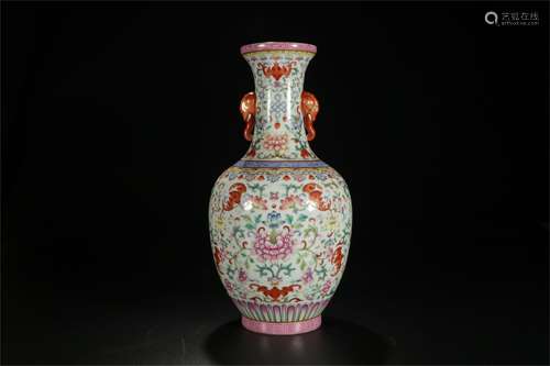 A Chinese Famille-Rose Porcelain Vase