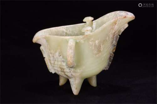 A Chinese Carved Jade Wine Cup