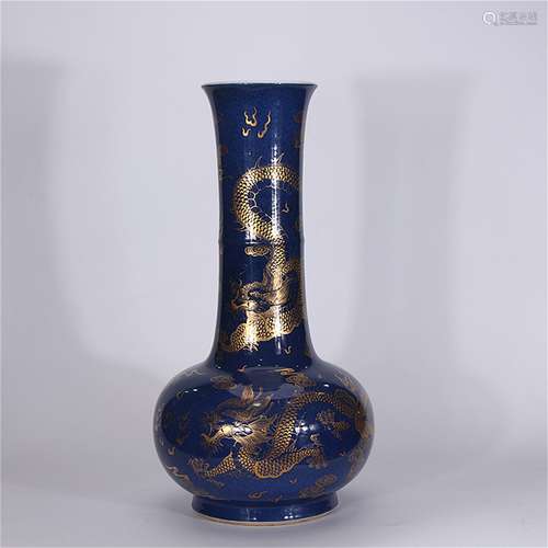 A Chinese Blue Glazed Porcelain Vase