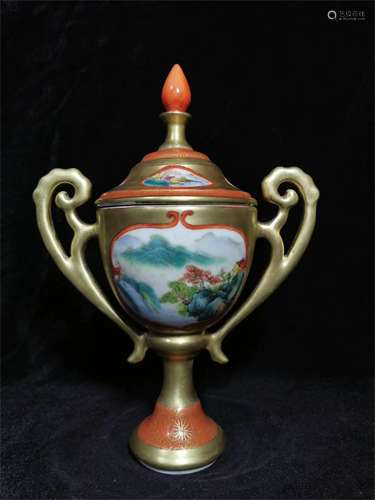 A Chinese Famille-Rose Porcelain Trophy