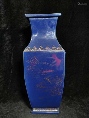 A Chinese Blue Glazed Porcelain Vase