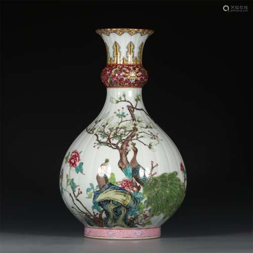 A Chinese Famille-Rose Porcelain Vase