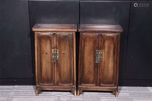 A Pair of Chinese Carved Hardwood Cabinets