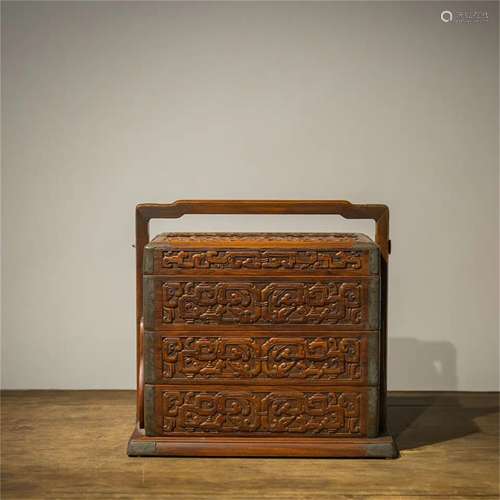 A Chinese Carved Hardwood Box