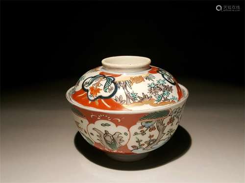 A Chinese Wu-Cai Glazed Porcelain Bowl with Cover