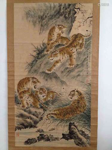 A TIGERS hand PAINTING by ZhangMaShan mark