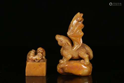 PAIR OF TIANHUANG STONE SEALS