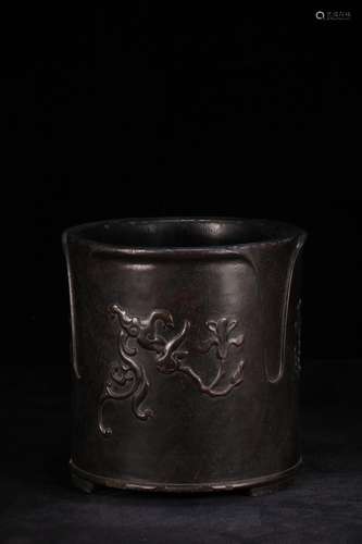 A ZITAN WOOD BRUSH POT