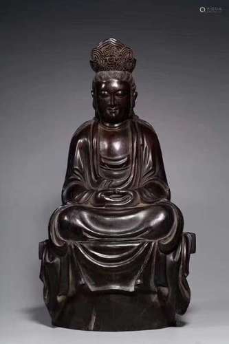 A QING DYNASTY ZITAN WOOD BUDDHA