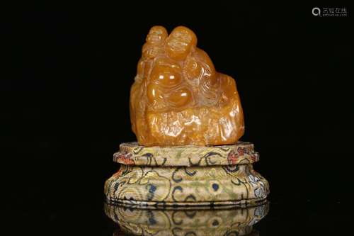 A TIANHUANG STONE SEAL OF BUDDHA CARVING