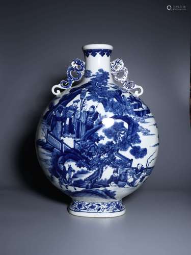 A QIANLONG NIANZHI BLUE&WHITE MOON FLASK VASE