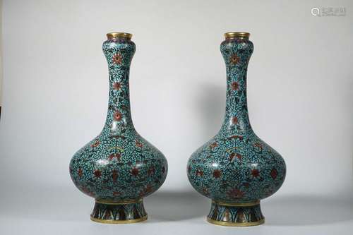 PAIR OF CLOISONNE VASES