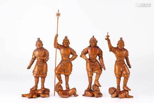 FOUR HUANGYANG WOOD FIGURES