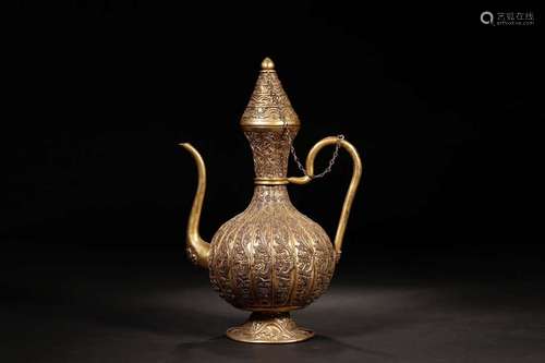 A GILT SILVER POT