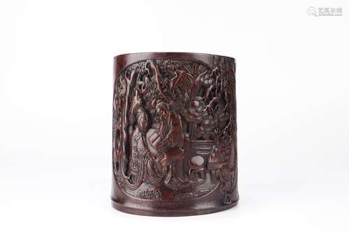 A QING DYNASTY CHENXIANG WOOD BRUSH POT