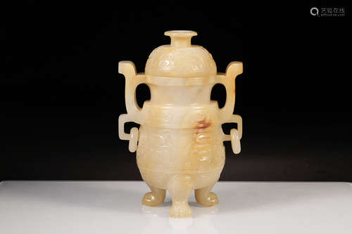 A HETIAN JADE TRIPOD CENSER