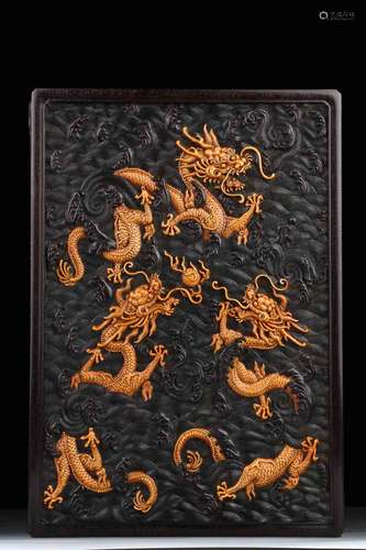 A QING DYNASTY ZITAN WOOD EMBEDED HUANGYANG WOOD BOX