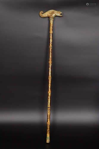 A QING DYNASTY GITL BRONZE STICK