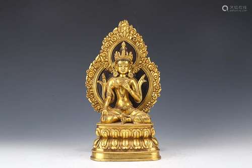 A QING DYNASTY GILT BRONZE BUDDHA