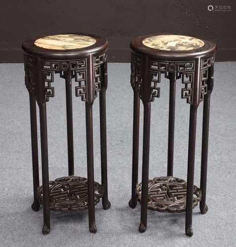 PAIR OF ZITAN WOOD STANDS