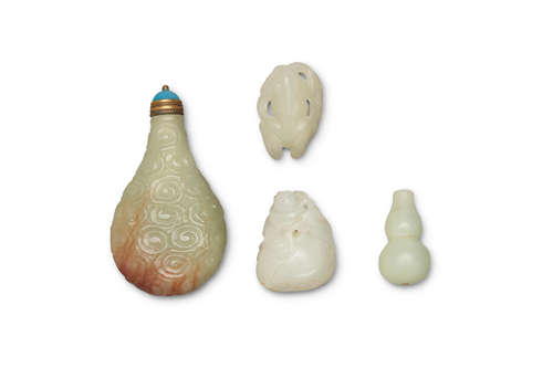 A group of four carved jade pieces  Qing dynasty