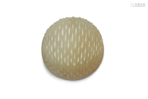 A celadon jade 'woven bamboo' lid  Qing dynasty