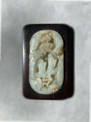 A 'landscape' jade plaque  Qing dynasty