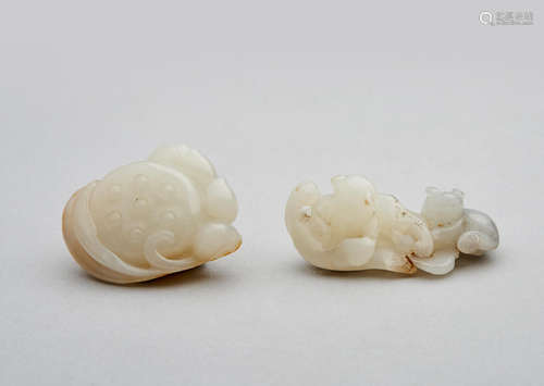 Two white jade carvings  Qing dynasty