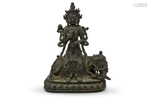 A bronze figure of Samantabhadra  Probably late Ming dynasty