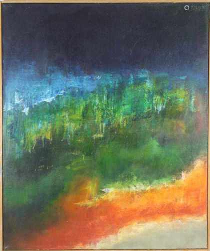 Künstler XX Jh., Moderne Landschaft / abstrakte Komposition, Öl auf Leinwand, mit Bl. unlesbar