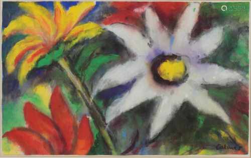Peter Calmes (deutsch, 1900 - 1969),Weiße Blüten, Gouache a. Papier, un. rechts sign., Maße: ca.