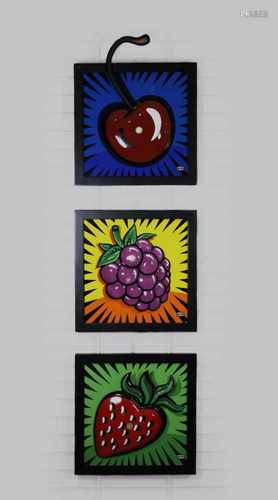 Burton Morris, Wandbilder: Cherry, Raspberry, Strawberry, Porzellan, Artis Orbis Serie von Goebel,