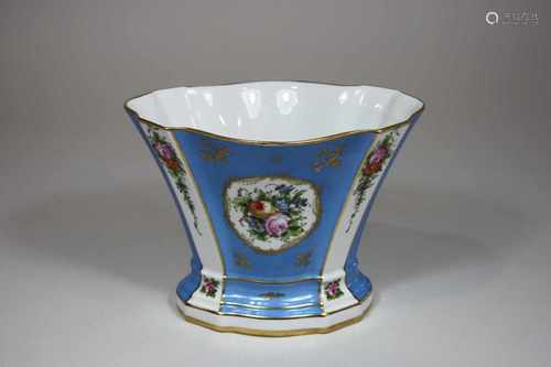 Porzellanvase, Aufglasurblaue Pseudomarke Sevres, Samson, Edme et Cie, Paris, H. - 17 cm, L. - 22,