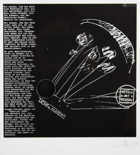 Adolf Luther (deutsch, 1912 - 1990), Monoprojekt, 1976, Offsetdruck mit Spiegelcollage, mit Bl.