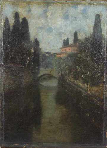 Benno Becker (deutsch, 1860 - 1938), Bei Florenz, wohl 1923, Öl auf Leinwand, un. links sign., verso