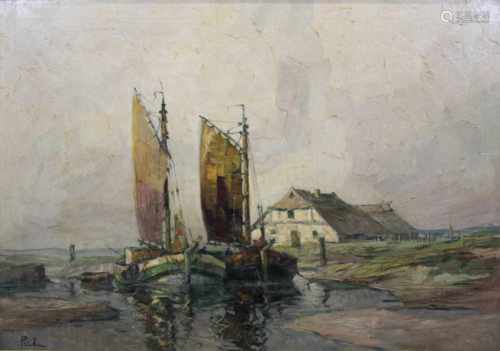 Rudolf Priebe (deutsch, 1889 - 1964), Segelboote, Öl a. Lwd., un links sign., Maße: 70 x 100 cm,