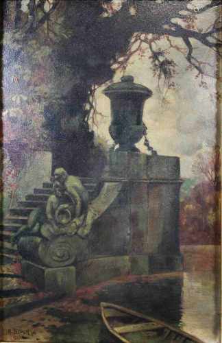 Maler des Symbolismus, Parklandschaft, Öl a. Karton, un. links sign. und datiert: A. Bloch 1906,