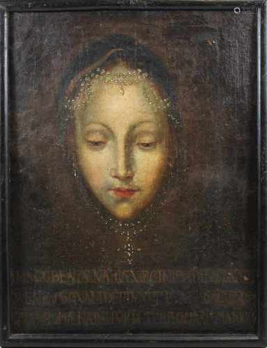 Lukasbild der Gottesmutter von Santa Maria Maggiore in Rom, Öl a. Lwd., unten: IMAGO BEATAE MARIAE