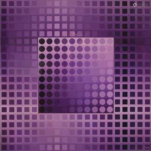 Victor Vasarely (französisch/ungarisch, 1906 - 1997), Monocolor violet, 1972, Multiple, BASF Luran