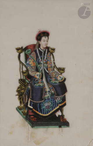CHINE, Canton - XIXe siècle Ensemble de douze peintures sur papier de riz (tong cao) représentant