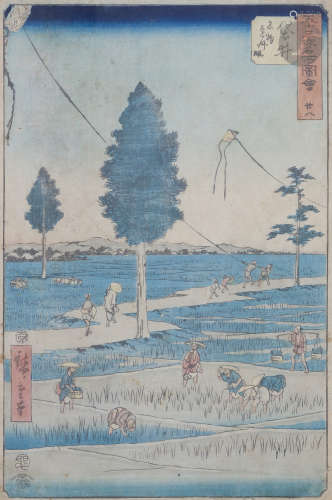 Utagawa Hiroshige (1797 - 1858) Oban tate-e de la série Gojusan tsugi meisho zue, les cinquante