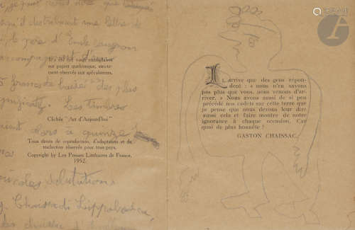 Gaston CHAISSAC (1910-1964)Autoportrait ?Mine de plomb.écrits manuscrits de l'artiste.15 x 23